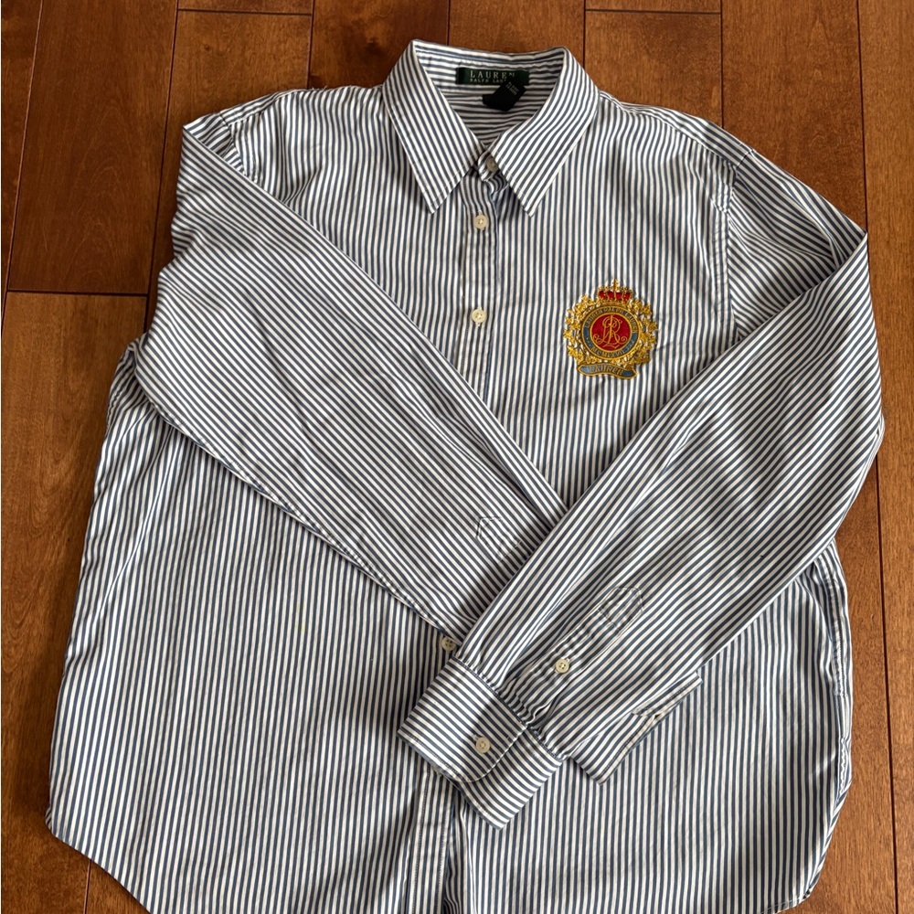 Ralph Lauren Blue and White Striped Shirt